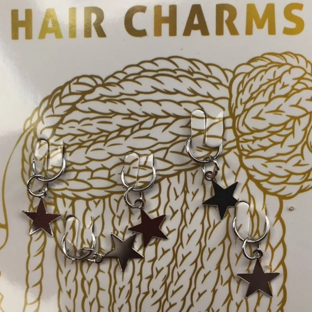 3pack silver & gemstone hair charms stars, gemstone &‎ leaf shape new